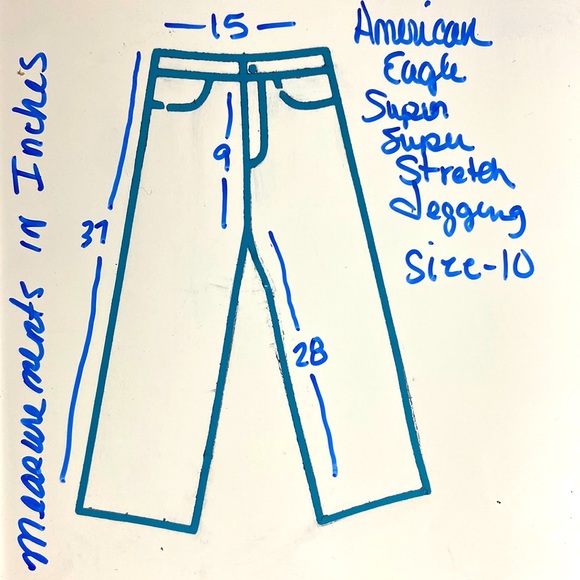 American Eagle Jegging. Super Super Stretch. Size 10. Medium Wash. Black Label. - Picture 8 of 9